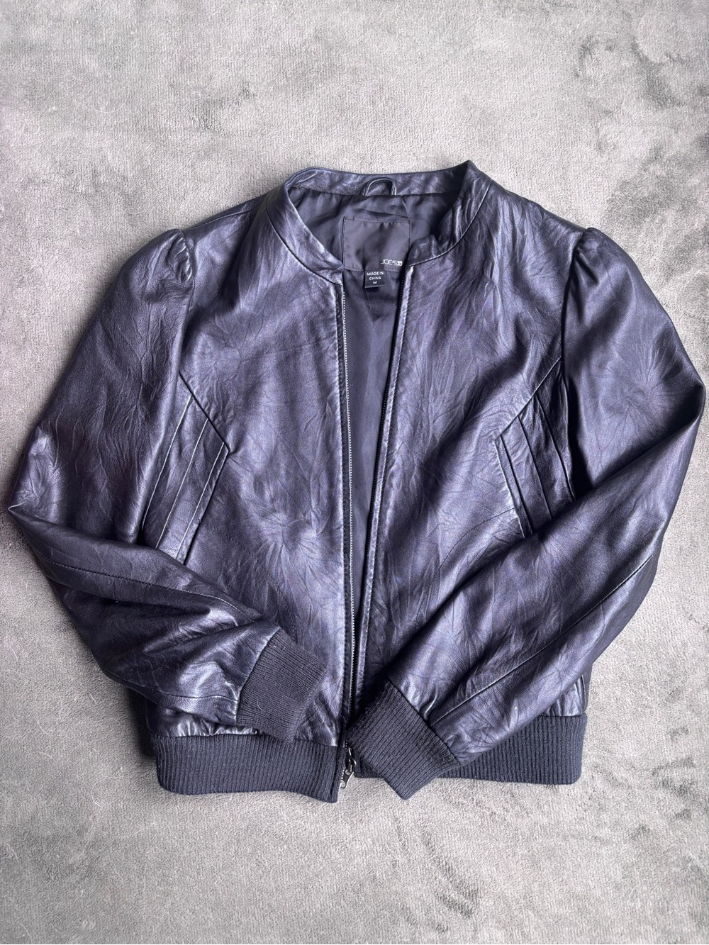 Joes Jeans Real Leather Bomber Jacket - Black